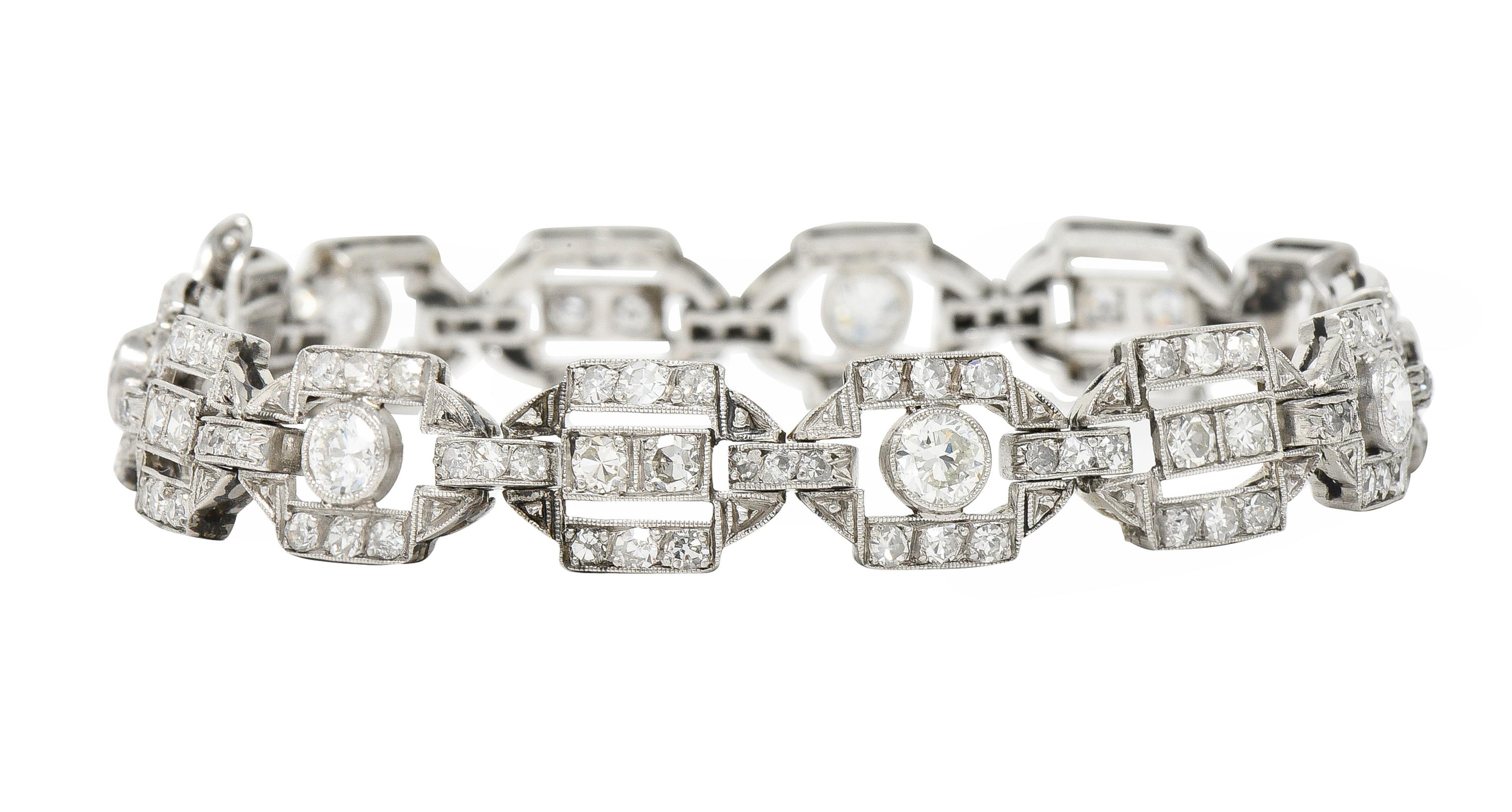 Art Deco Diamond Platinum Geometric Line Bracelet 1