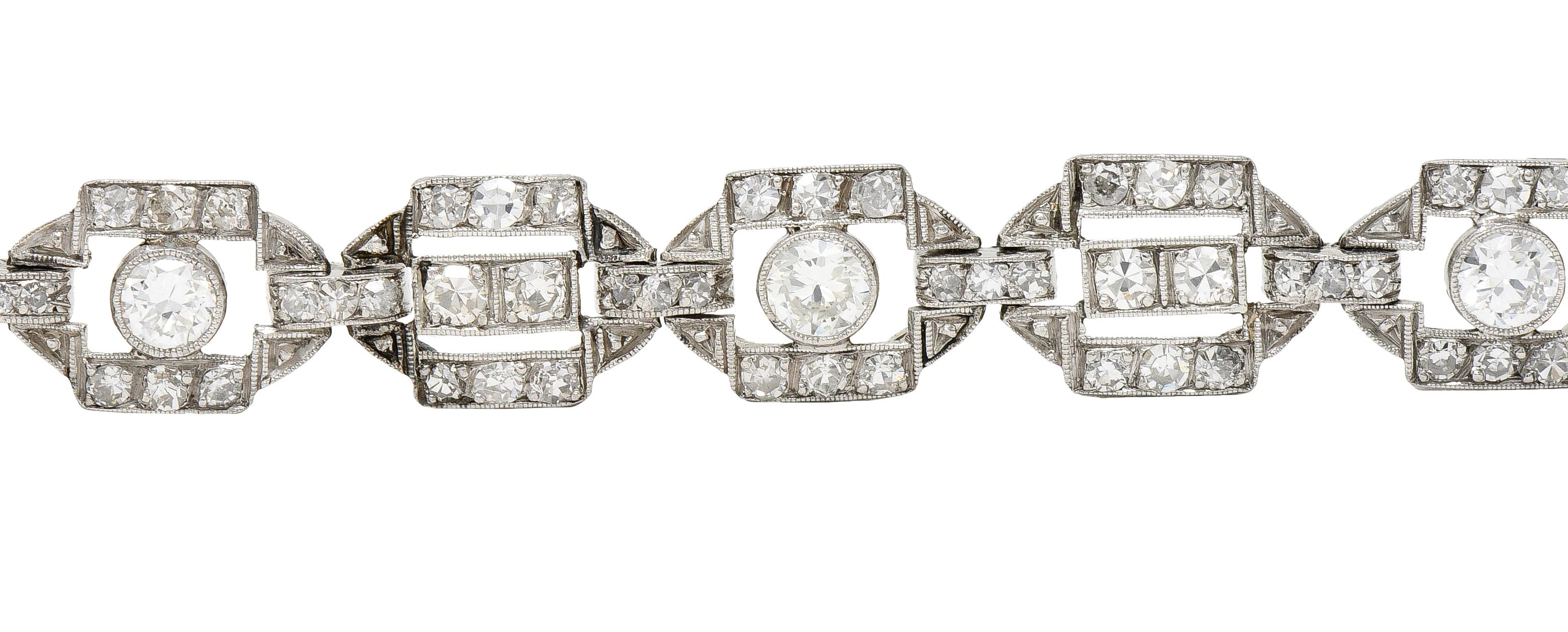 Art Deco Diamond Platinum Geometric Line Bracelet 2