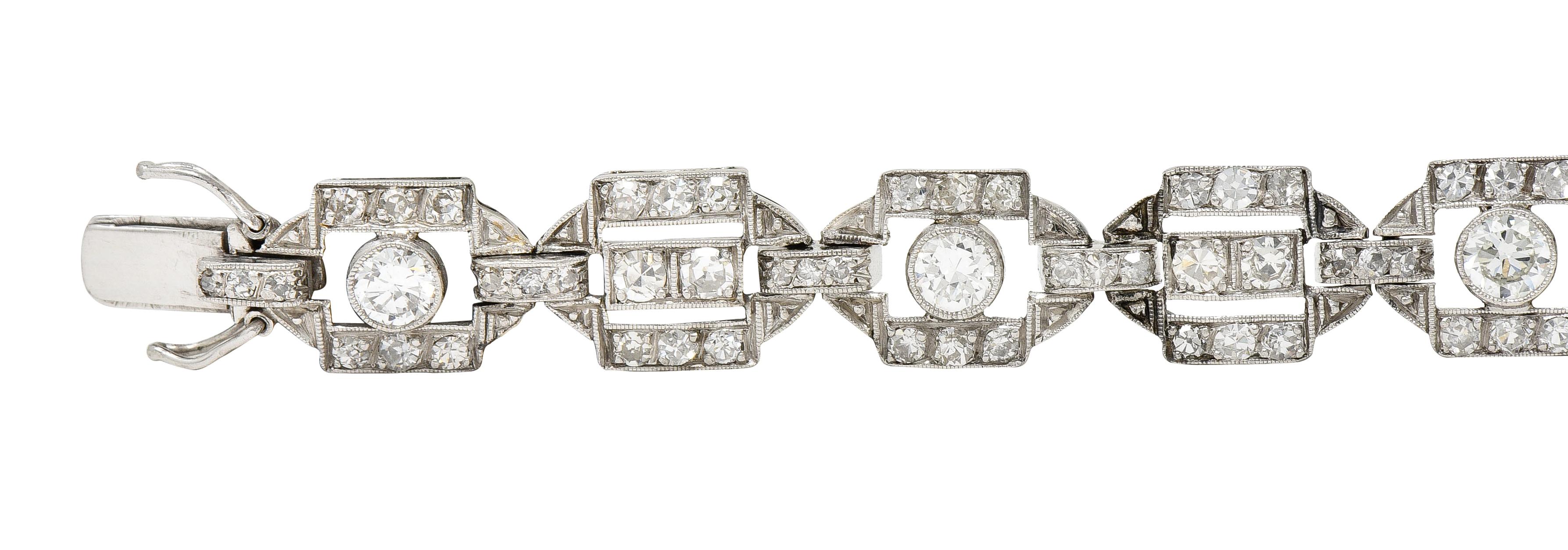 Art Deco Diamond Platinum Geometric Line Bracelet 3