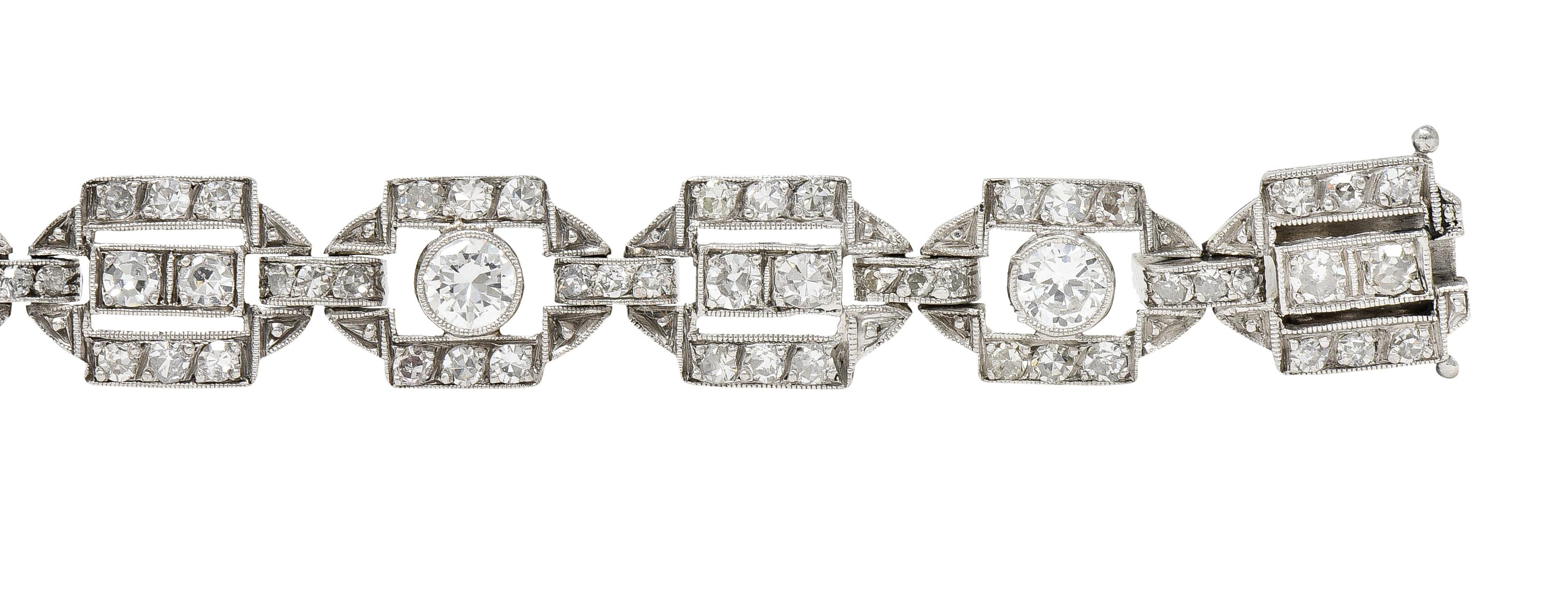 Art Deco Diamond Platinum Geometric Line Bracelet 4
