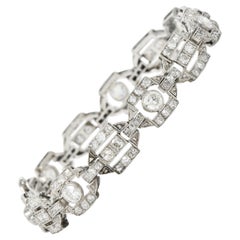 Art Deco Diamond Platinum Geometric Line Bracelet