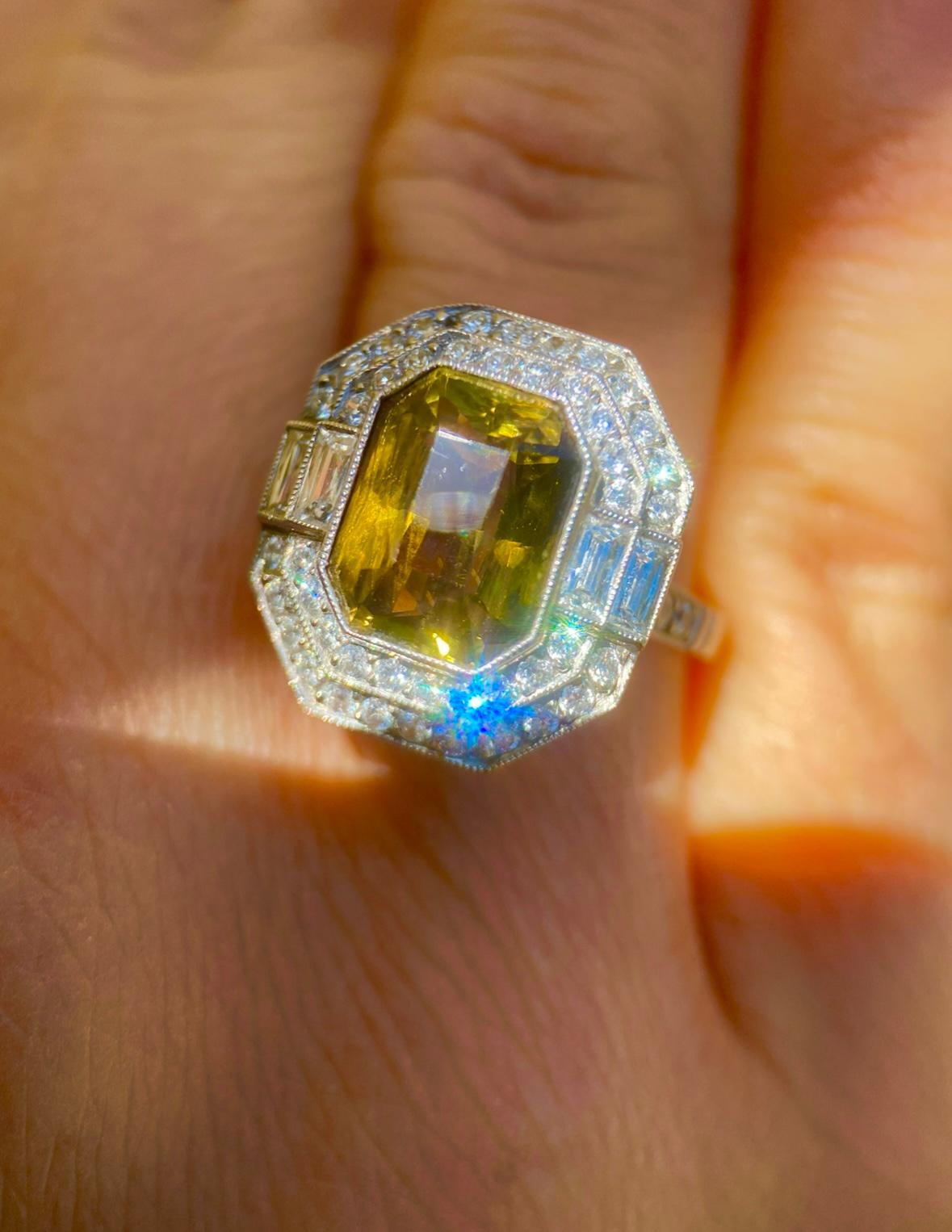 Platin Diamant GIA zertifiziert 5,68 Karat Strahlenschliff Alexandrit Ring im Angebot 4