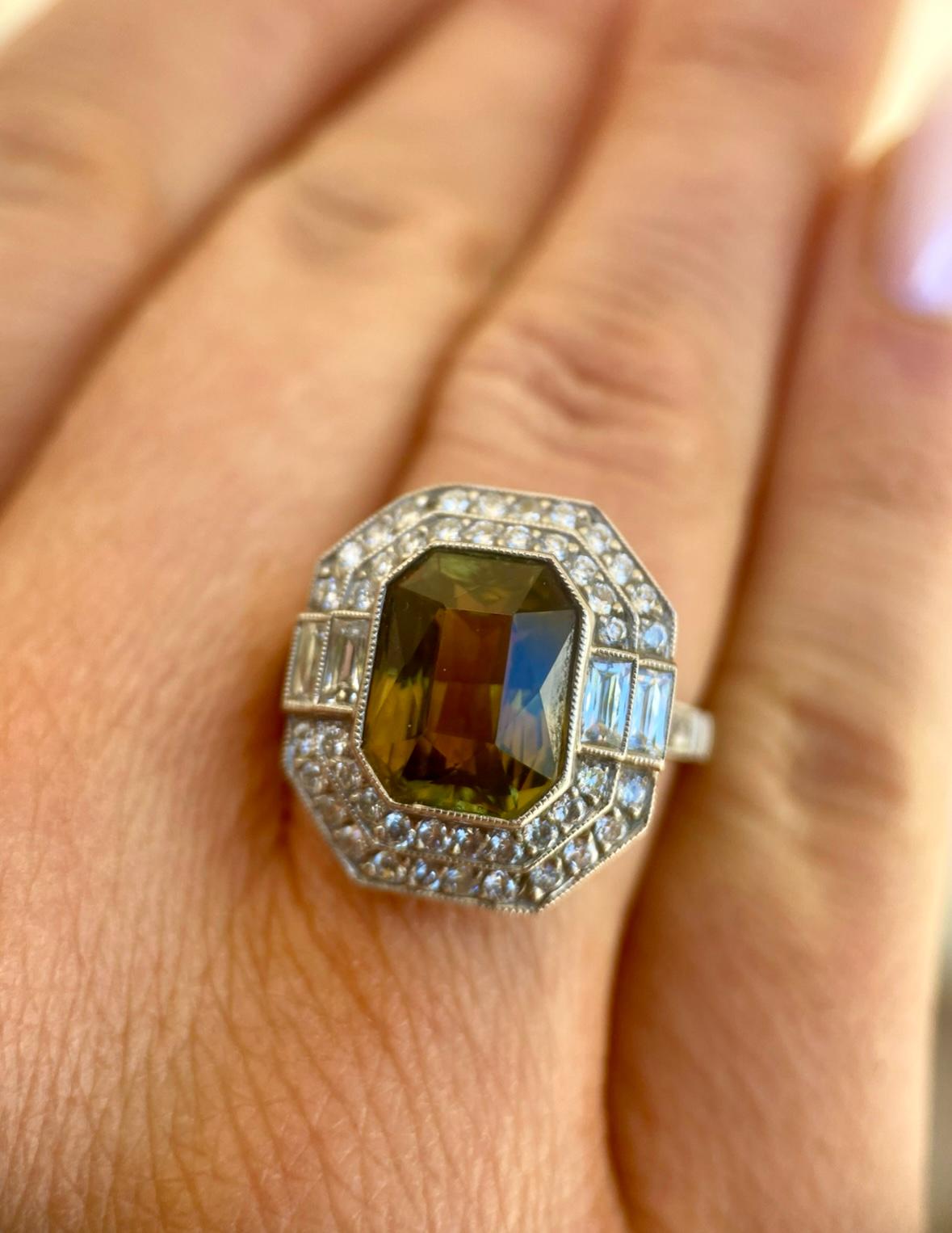 Platin Diamant GIA zertifiziert 5,68 Karat Strahlenschliff Alexandrit Ring im Angebot 5