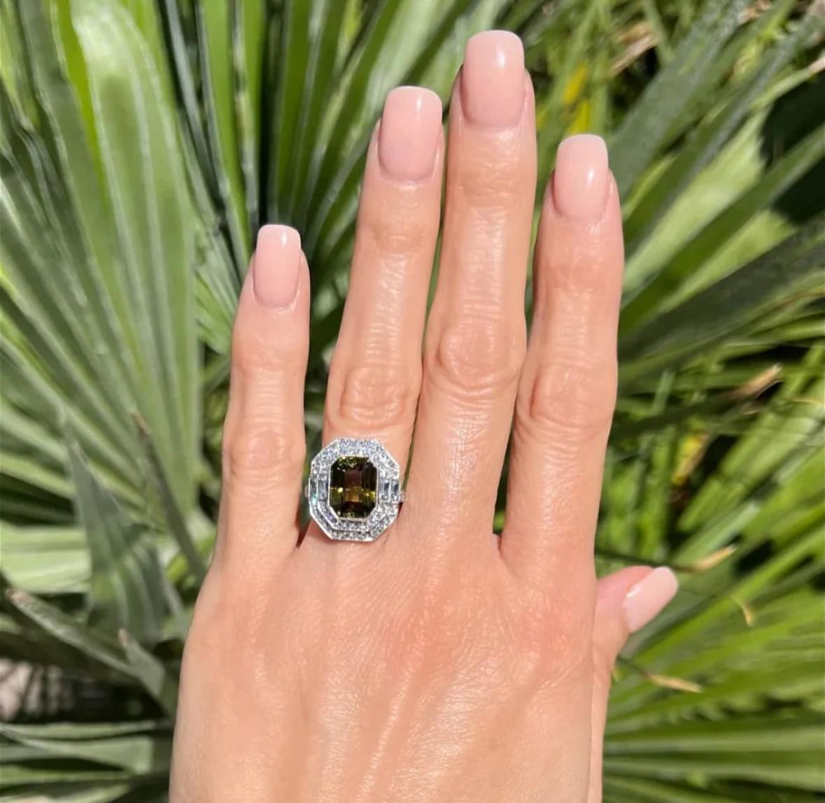 Platin Diamant GIA zertifiziert 5,68 Karat Strahlenschliff Alexandrit Ring (Art déco) im Angebot