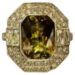 Platinum Diamond GIA Certified 5.68 Carat Radiant Cut Alexandrite Ring
