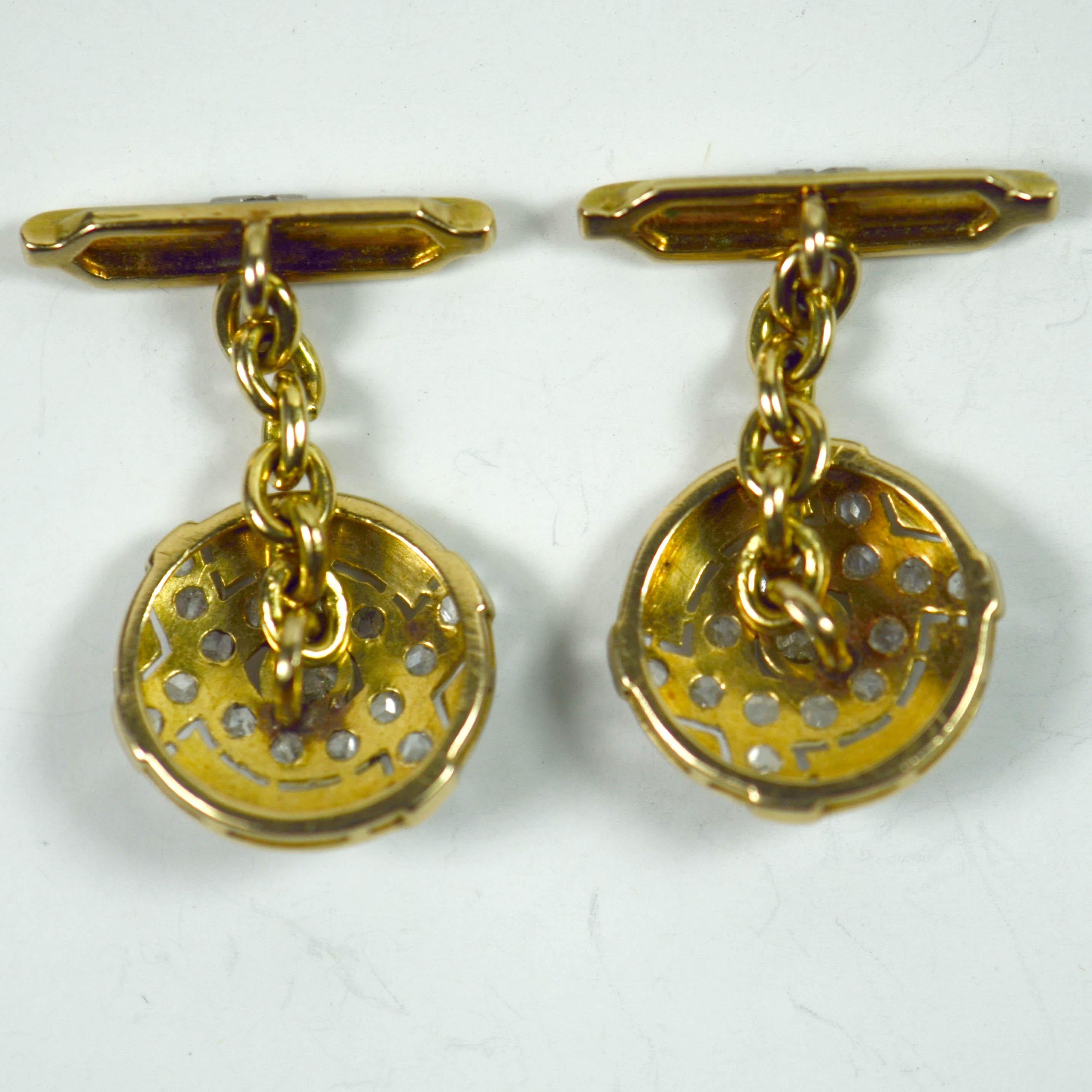 Women's or Men's Art Deco Diamond Platinum Gold Cufflinks For Sale