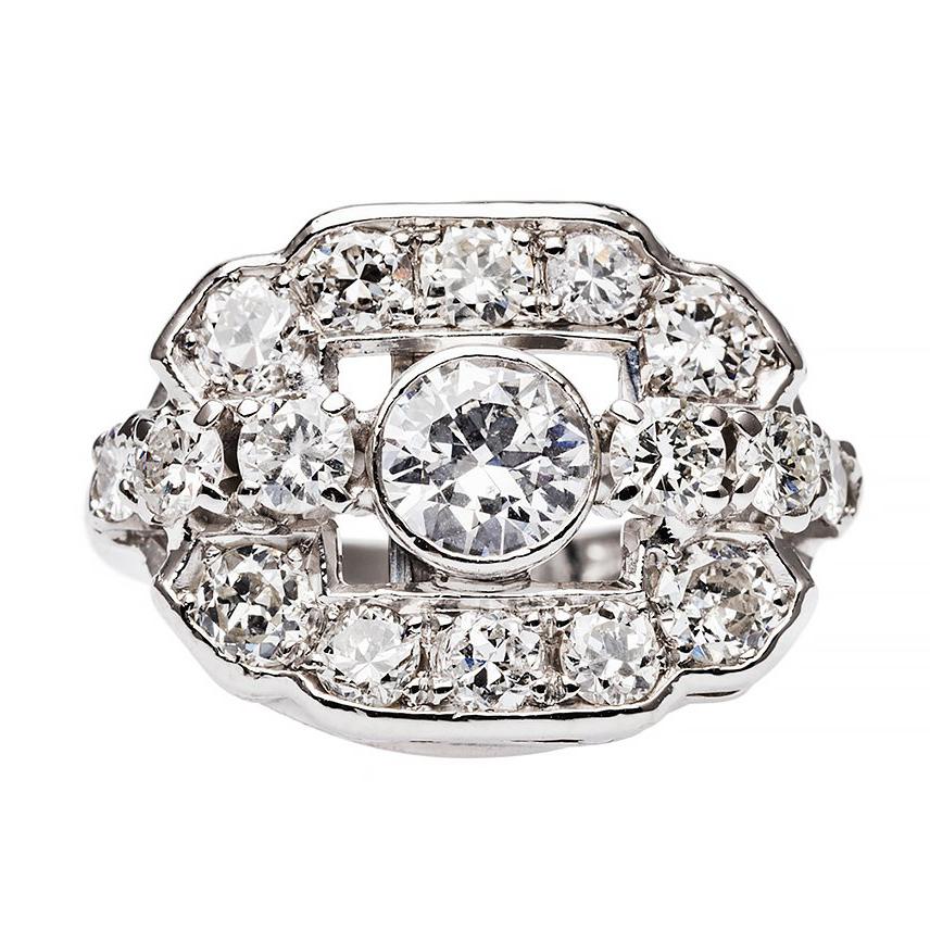 Art Deco Diamond Platinum Gold Ring