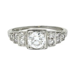 Art Deco Diamond Platinum Heart Engagement Ring, Circa 1930