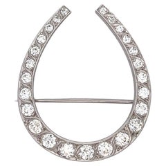 Art Deco Diamond Platinum Horseshoe Brooch