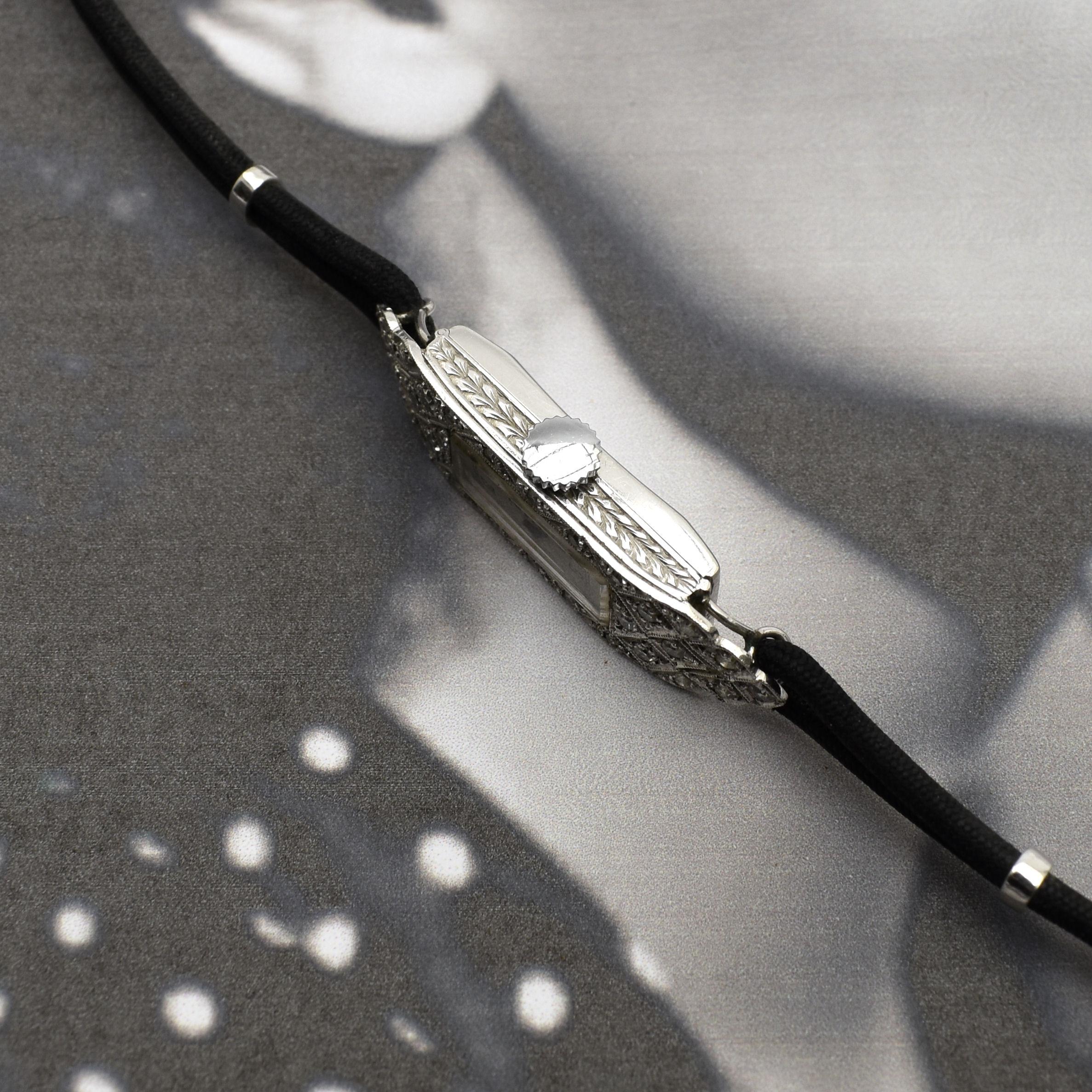 Art Deco Diamond Platinum Ladies Cocktail Watch, c1929 5