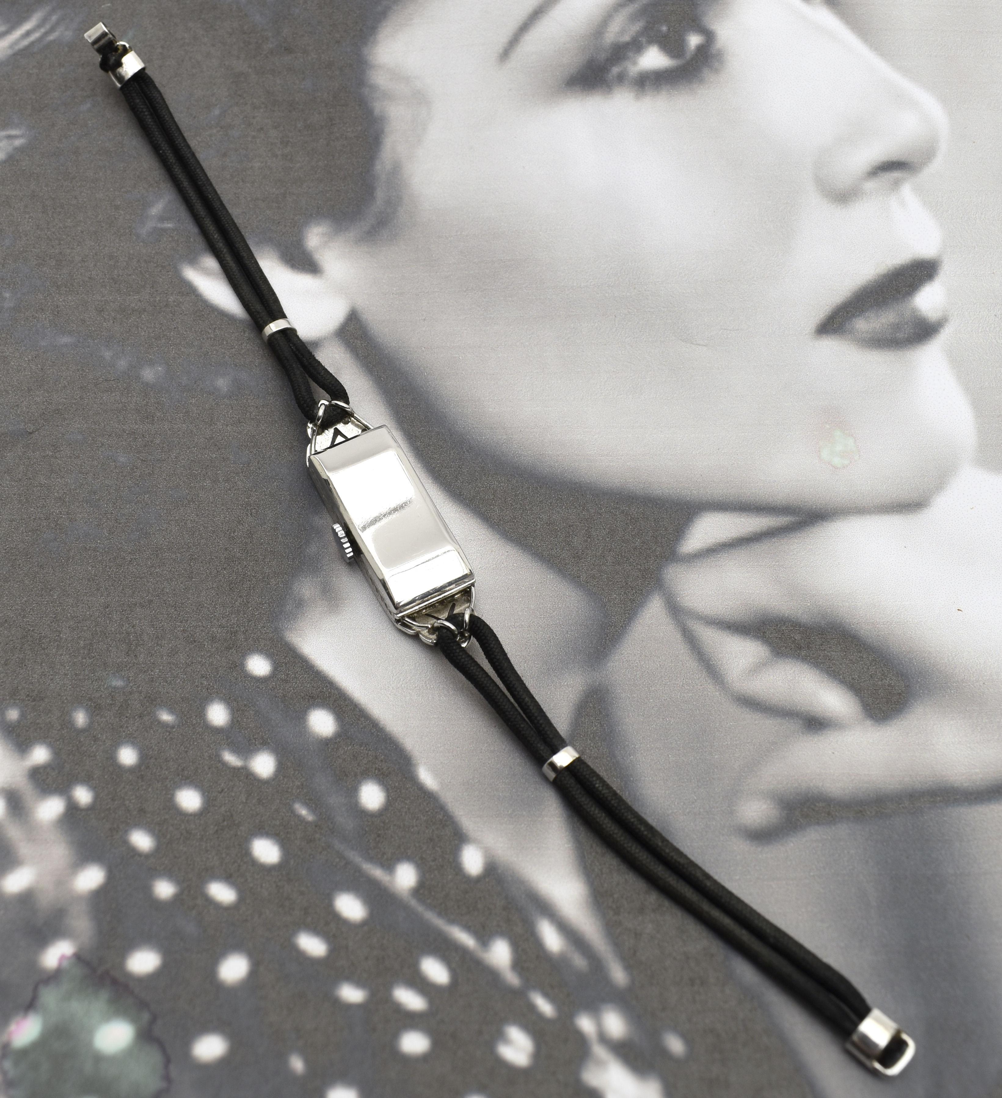Art Deco Diamond Platinum Ladies Cocktail Watch, c1929 6