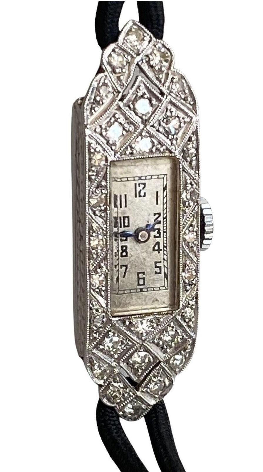 Art Deco Diamond Platinum Ladies Cocktail Watch, c1929 10