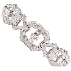 Art Deco Diamond Platinum Link Bracelet 16 Carat
