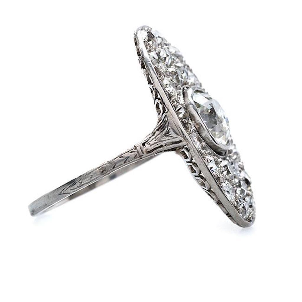 Women's Art Deco Diamond Platinum Navette Ring