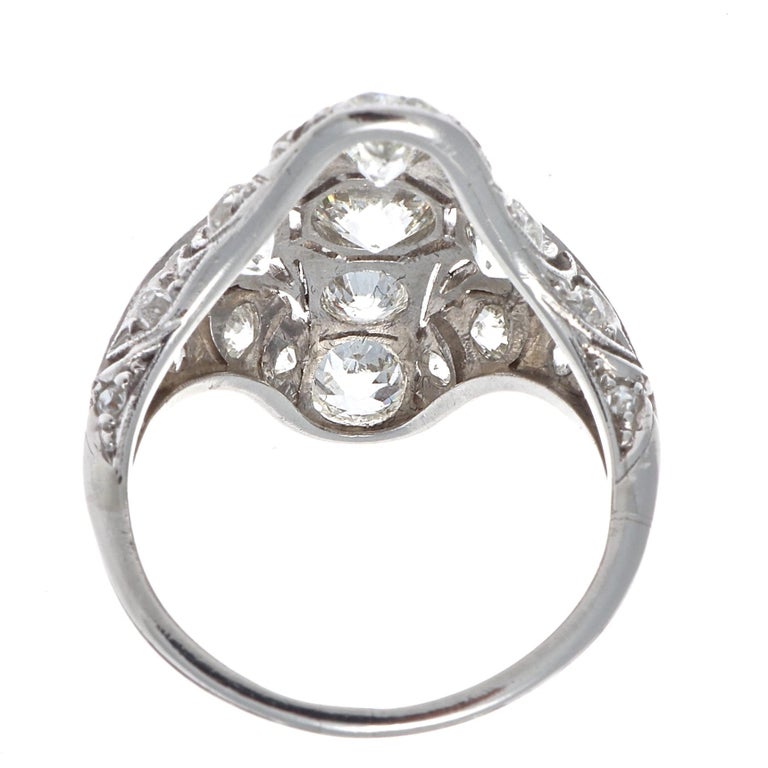 Art Deco Diamond Platinum Navette Ring For Sale at 1stDibs | art deco ...