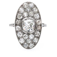 Art Deco Diamond Platinum Navette Ring