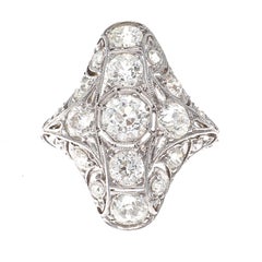 Art Deco Diamond Platinum Navette Ring
