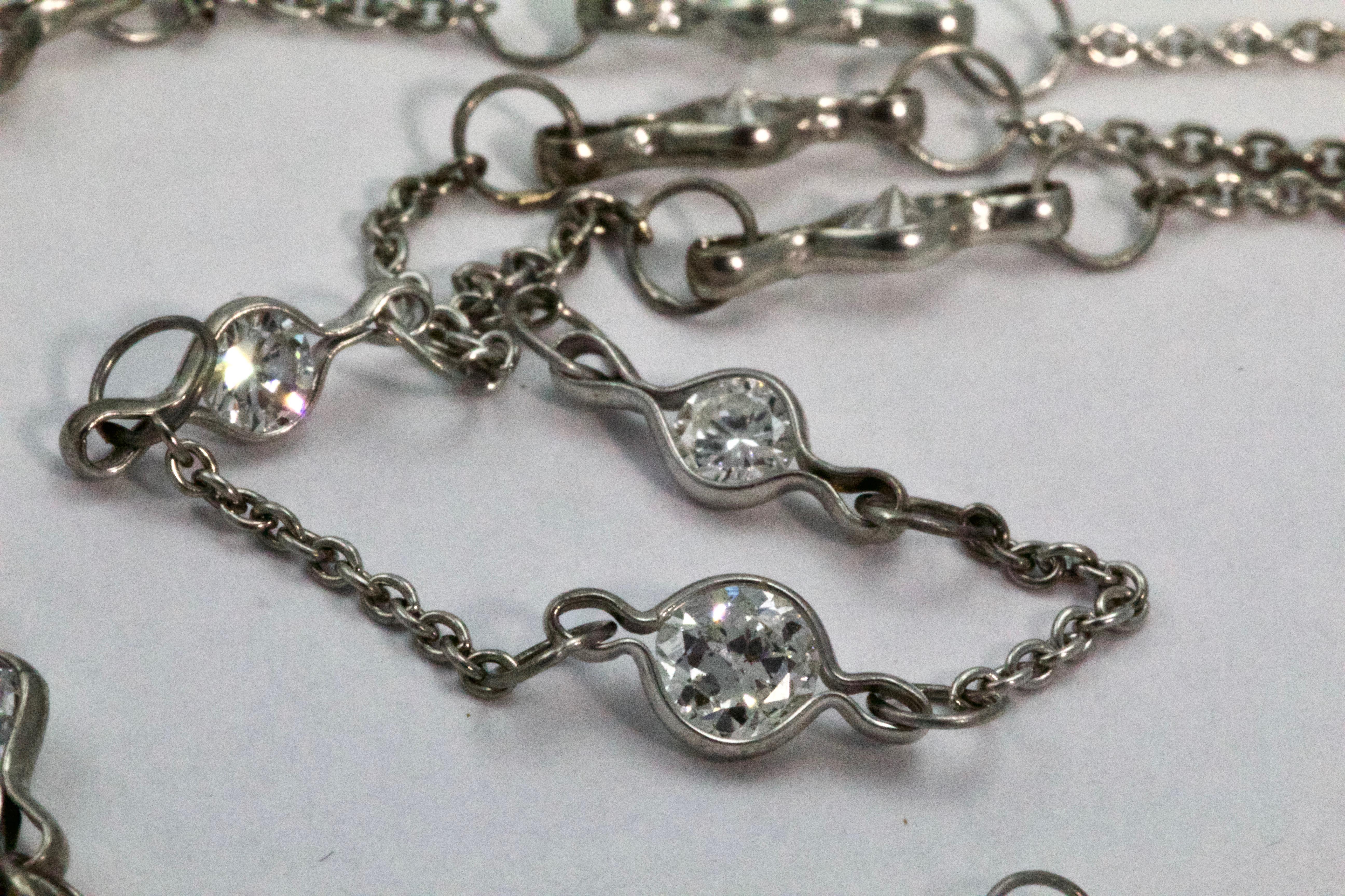 Art Deco Diamond Platinum Necklace Chain In Excellent Condition In Chipping Campden, GB