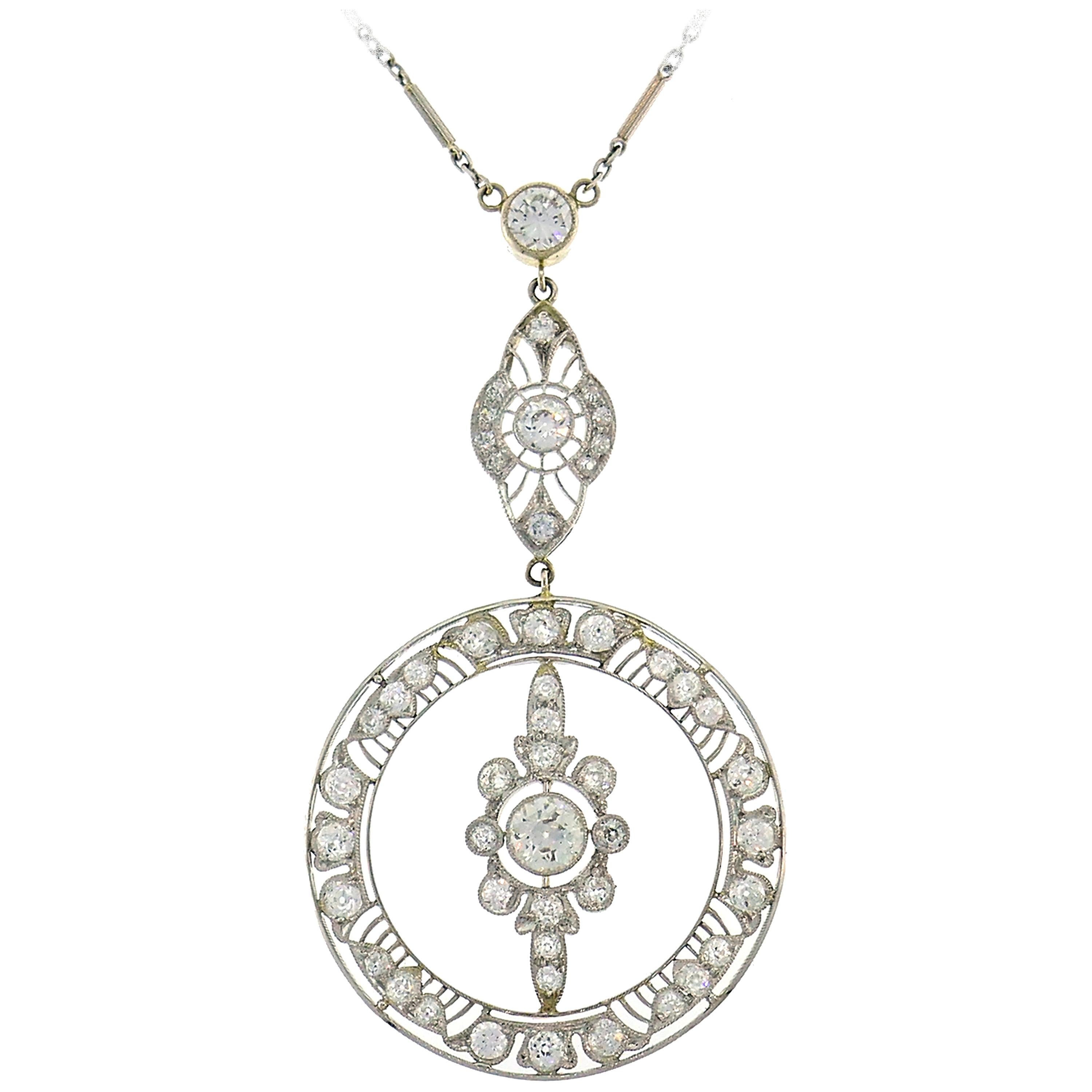 Art Deco Diamond Platinum Necklace