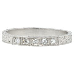 Art Deco Diamond Platinum Orange Blossom Antique Wedding Band Ring