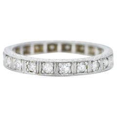 Art Deco Diamond Platinum Orange Blossom Wheat Wedding Band Ring