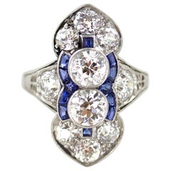 Art Deco Diamond Platinum Original Cocktail Ring