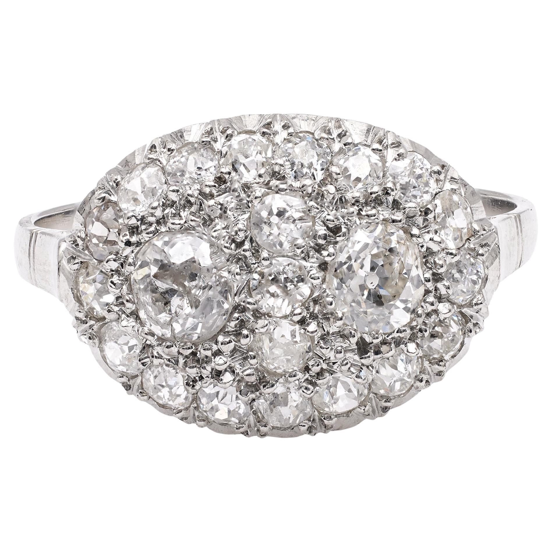 Art Deco Diamond Platinum Oval Ring