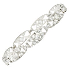 Art Deco Diamond Platinum Panel Link Bracelet