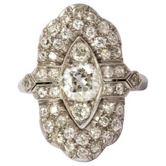 Art Deco Diamond Platinum Panel Ring