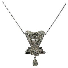 Art Deco Diamond Platinum Pendant Necklace Circa 1925