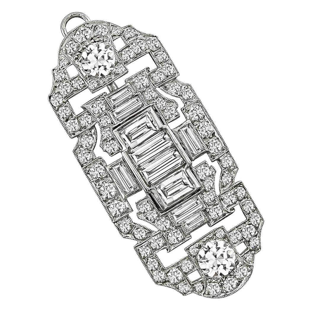 Art Deco Diamond Platinum Pin/Pendant