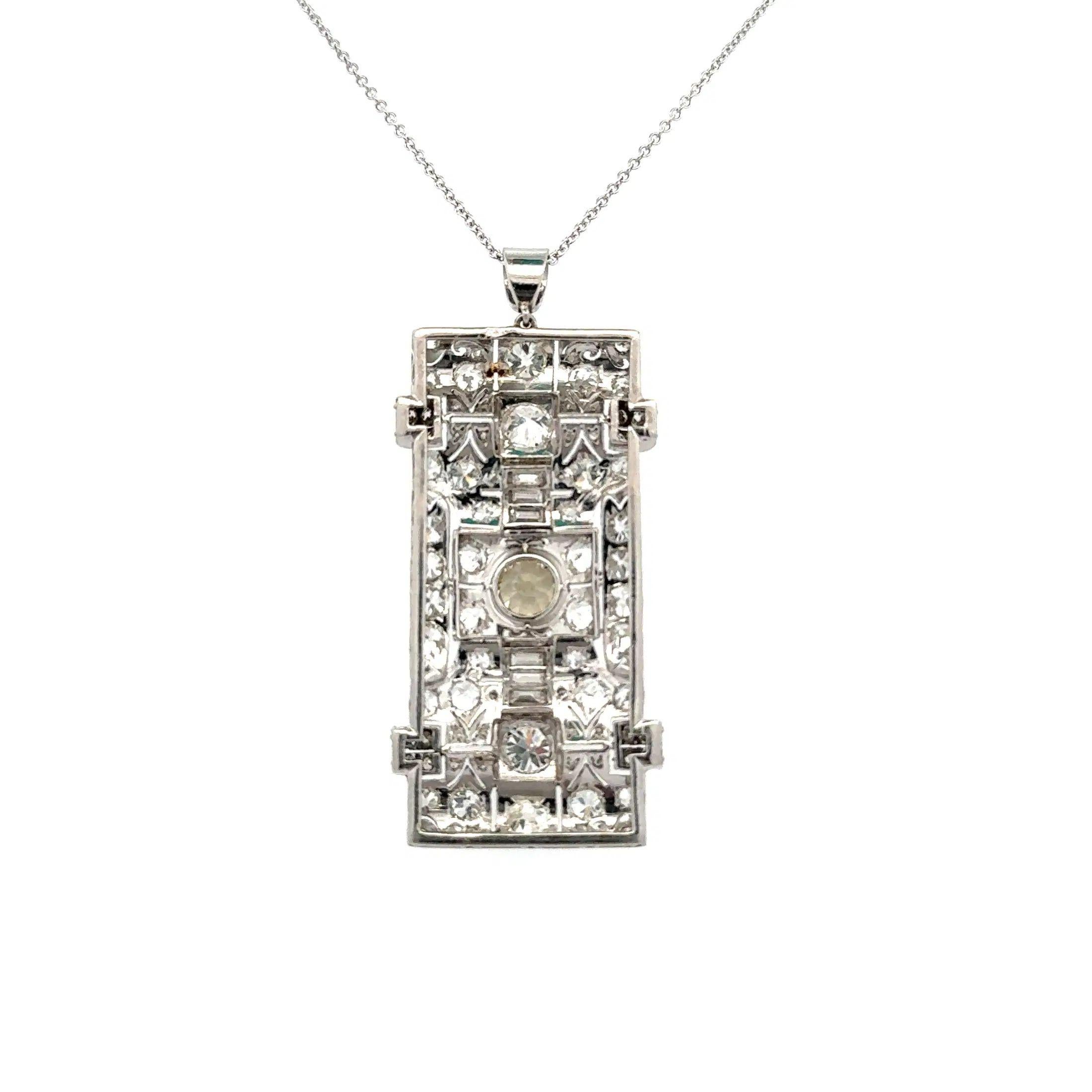 Art Deco Diamond Platinum Rectangular Filigree Vi… - image 5