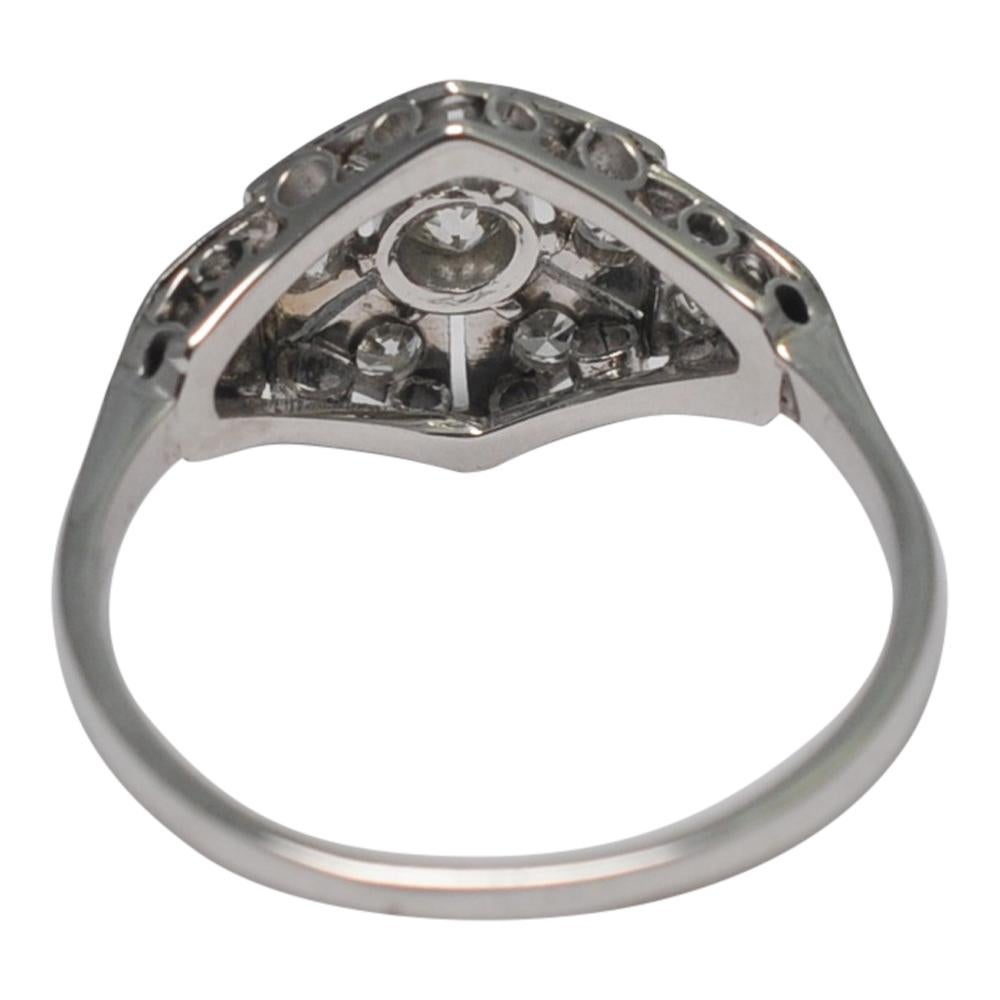 Art Deco Diamond Platinum Ring In Excellent Condition For Sale In ALTRINCHAM, GB