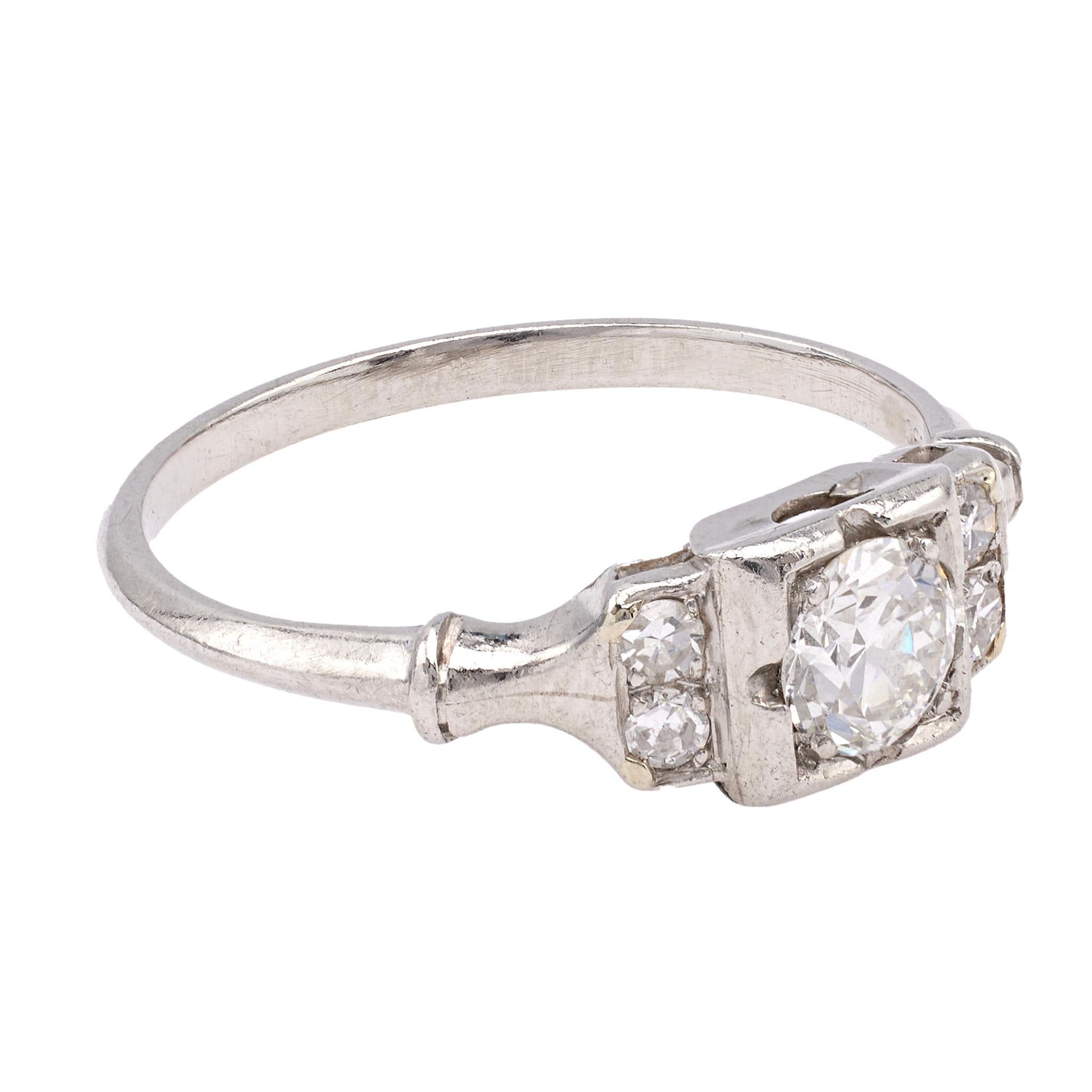 Women's or Men's Art Deco Diamond Platinum Ring