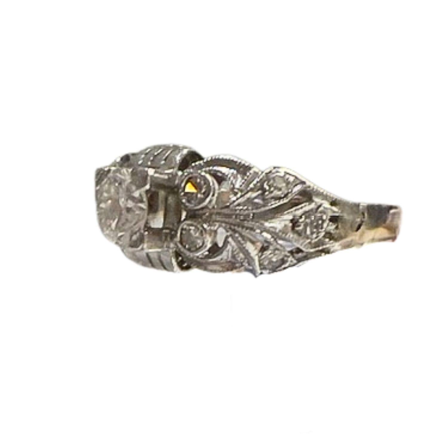 Art Deco Diamond Platinum Ring For Sale 1