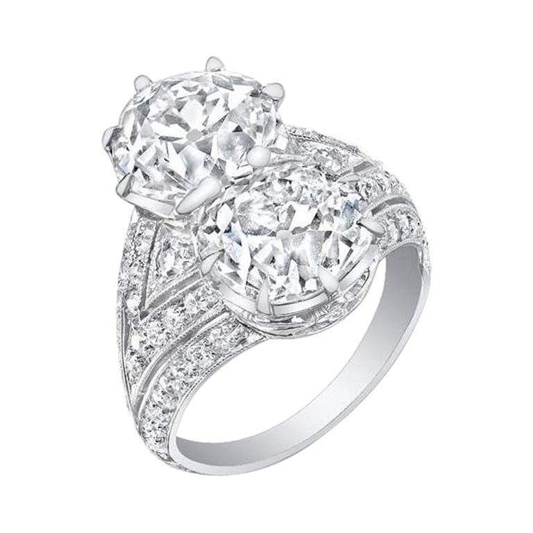 Neil Lane Couture Art Deco Diamond, Platinum "Toi & Moi" Ring For Sale