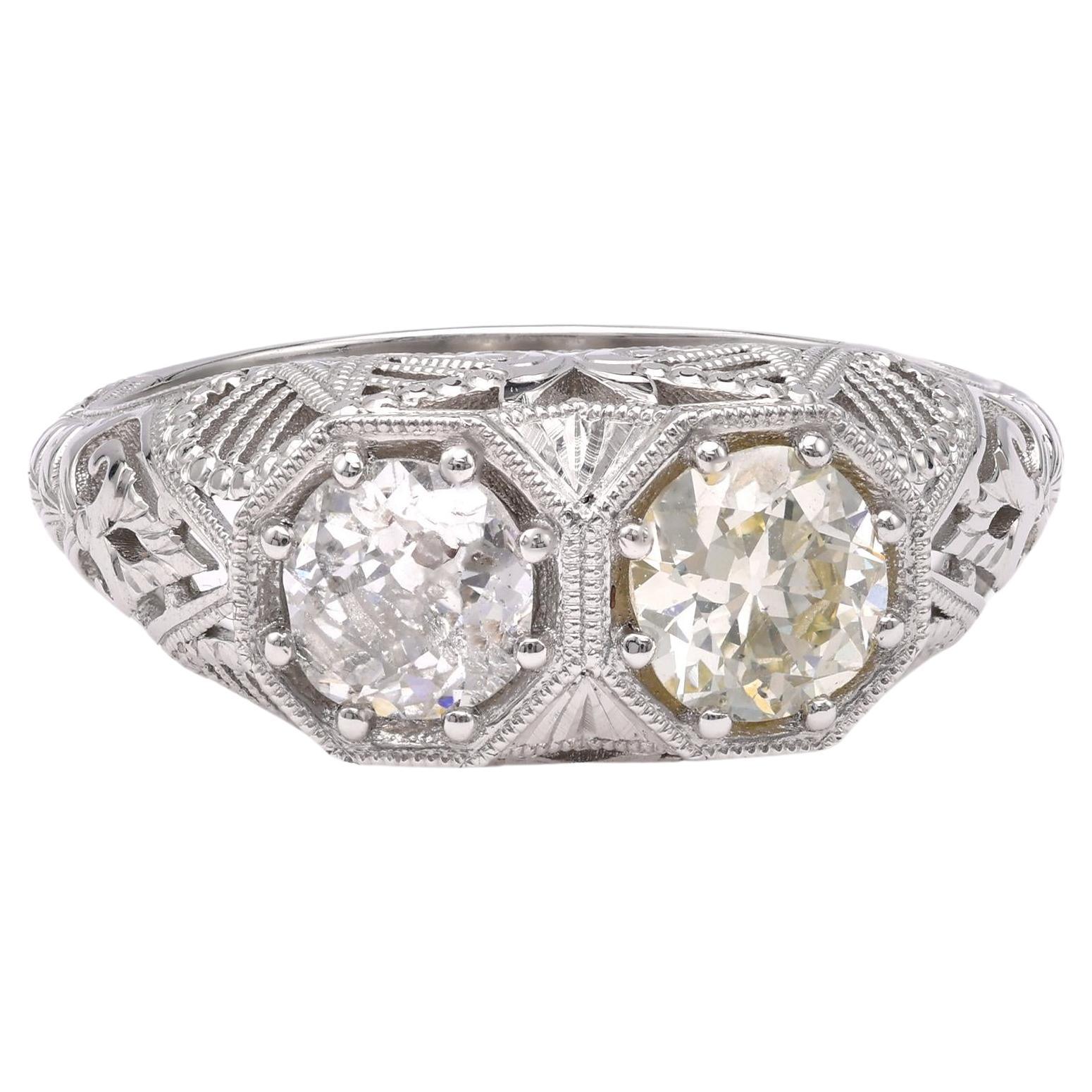 Art Deco Diamond Platinum Ring For Sale