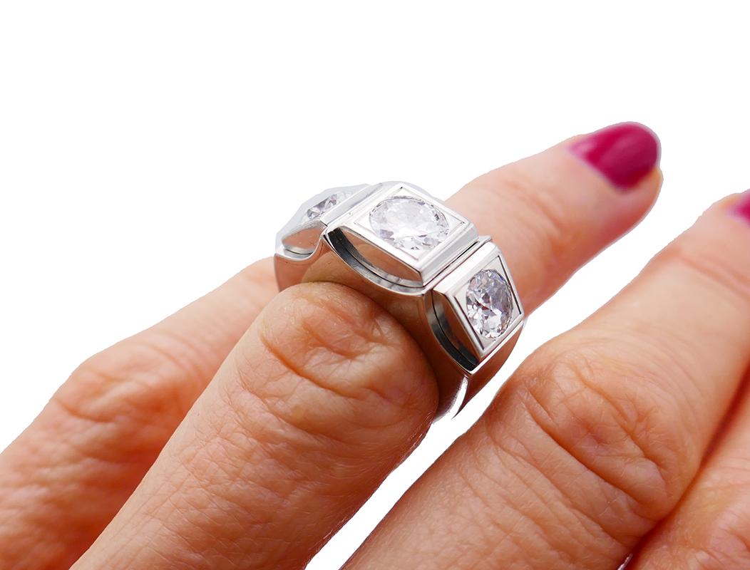 Old European Cut Art Deco Diamond Platinum Ring French Signed SB