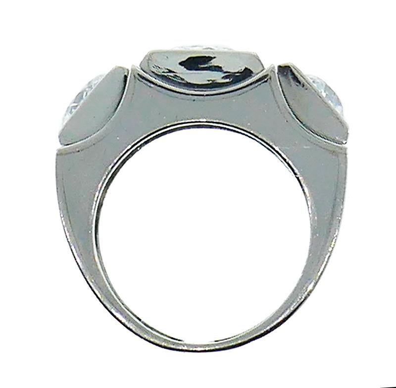 Art Deco Diamond Platinum Ring French Signed SB In Good Condition In Beverly Hills, CA