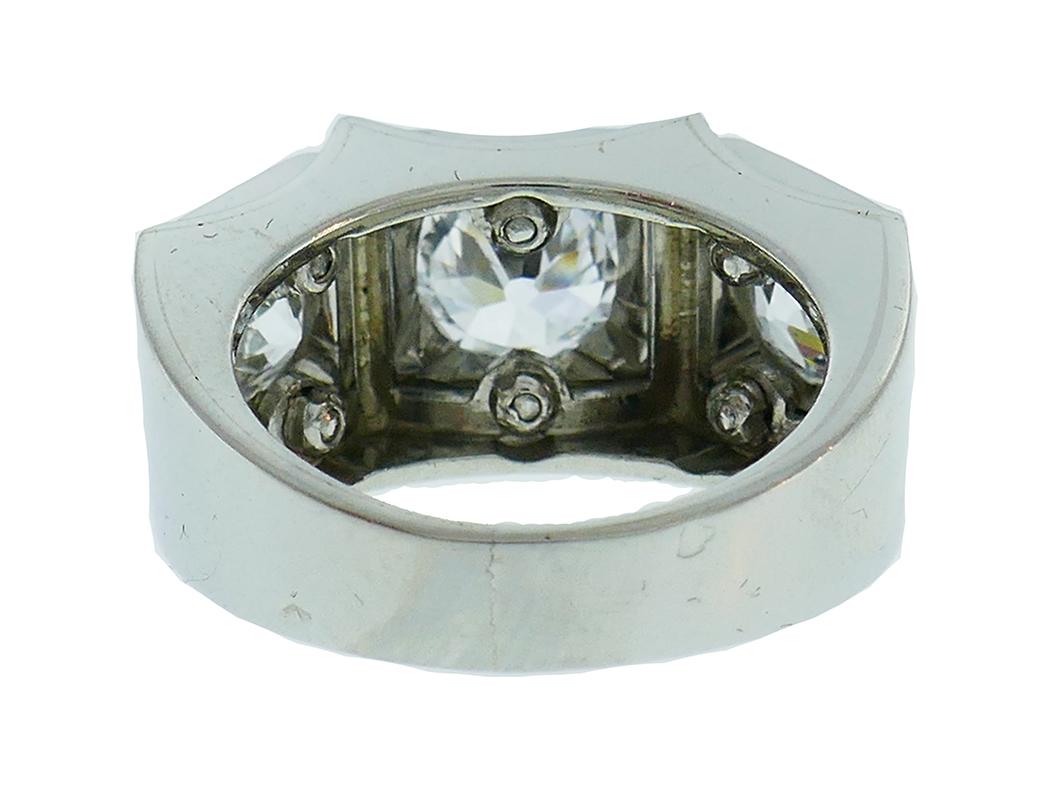 Art Deco Diamond Platinum Ring French Signed SB 1
