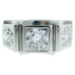 Art Deco Diamond Platinum Ring French Signed SB