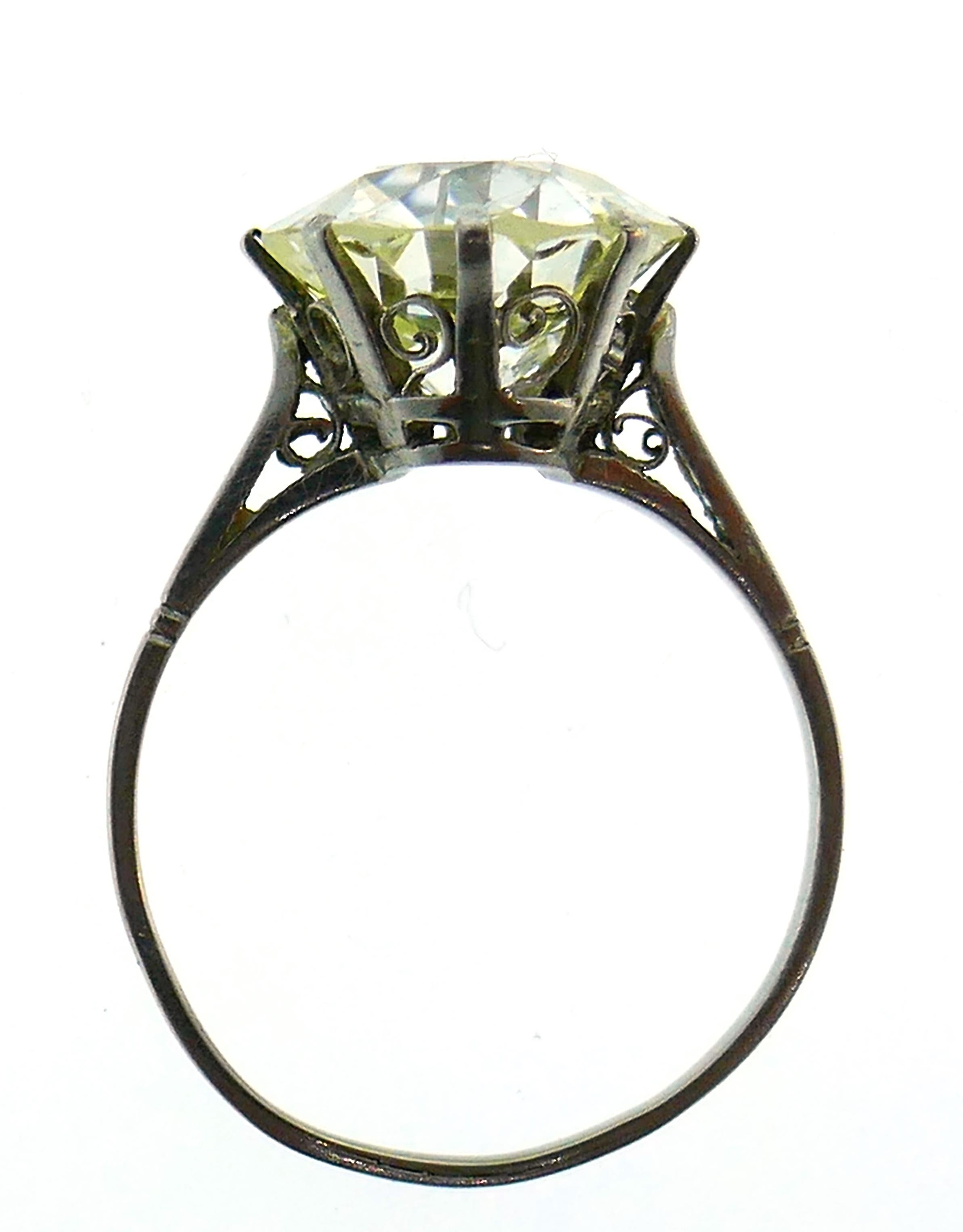 Women's Art Deco Diamond Platinum Solitaire Ring, 4.86 Carat Old European Cut