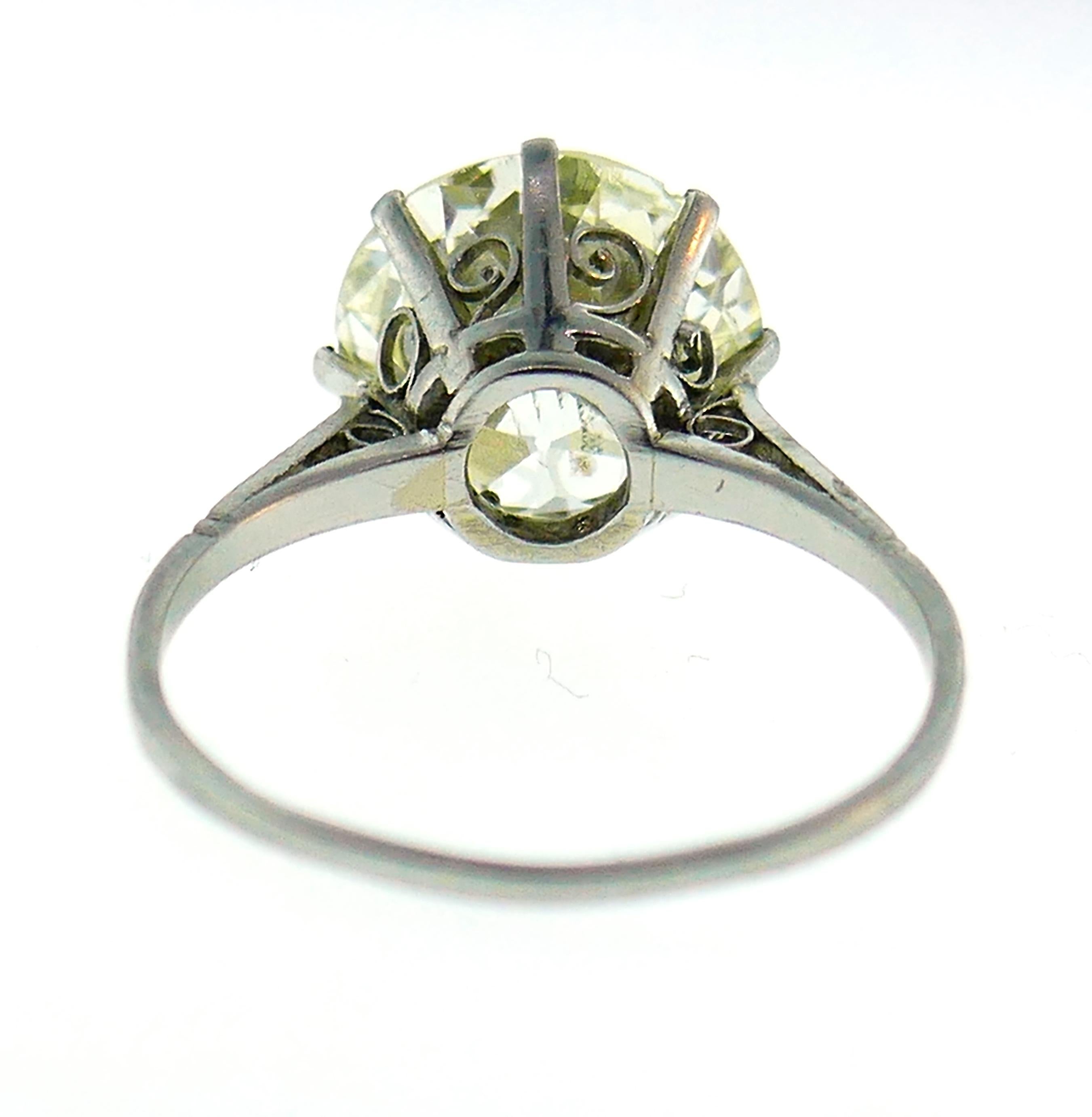 Art Deco Diamond Platinum Solitaire Ring, 4.86 Carat Old European Cut 1