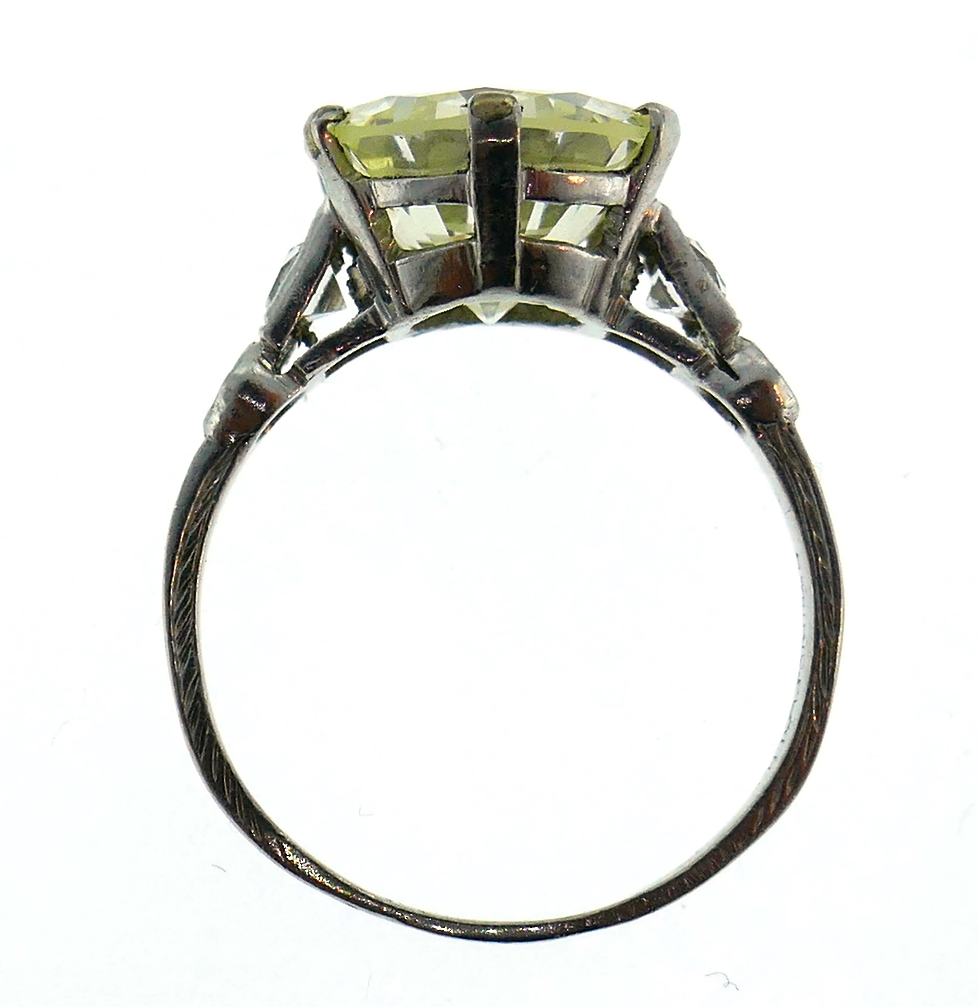 Art Deco Diamond Platinum Solitaire Ring, 5.26 Carat Old European Cut 2