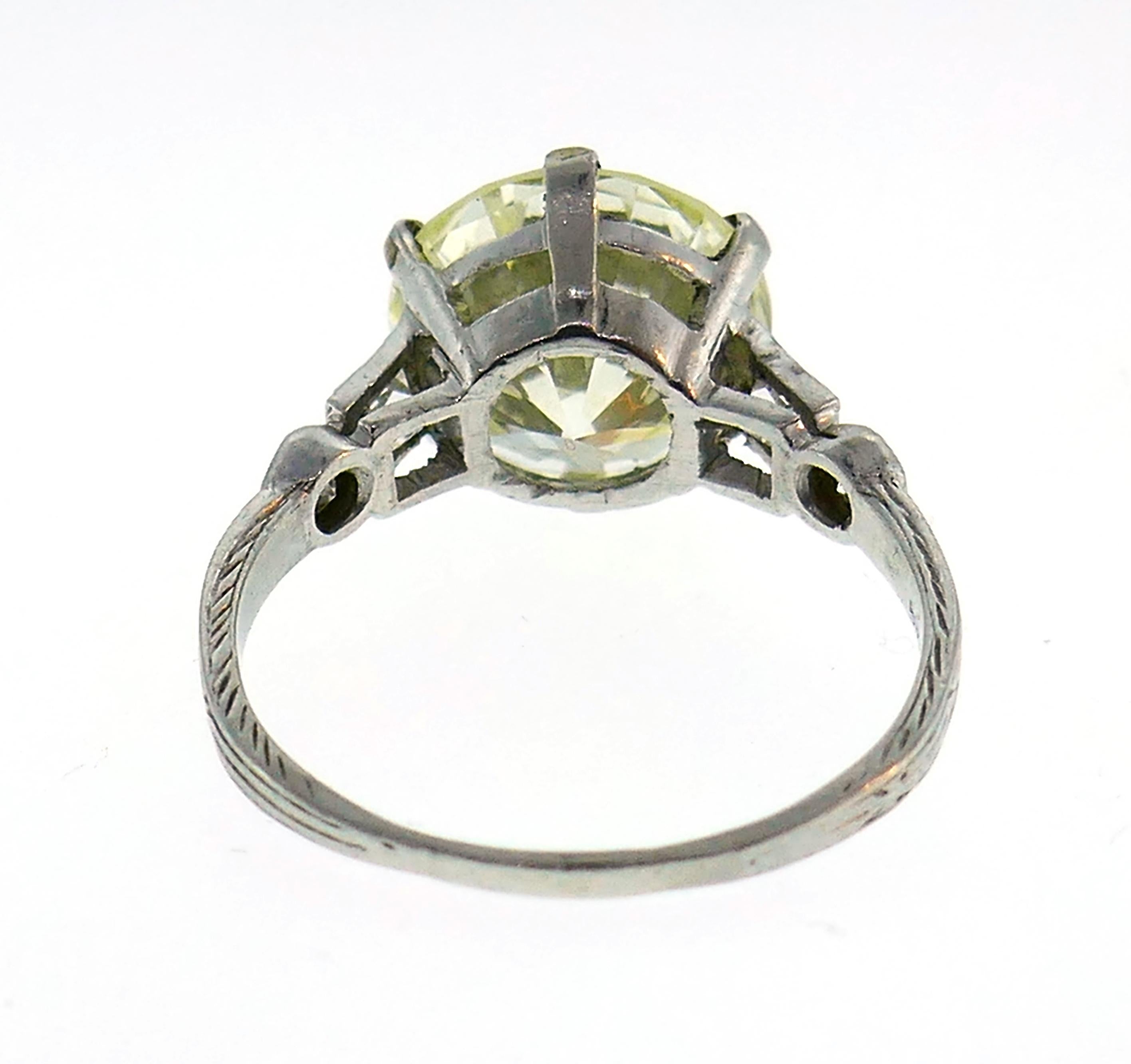 Art Deco Diamond Platinum Solitaire Ring, 5.26 Carat Old European Cut 3