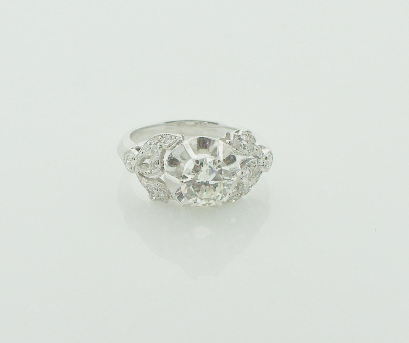 Solitaire Art Déco en platine avec diamants, c. 1930 Unisexe en vente