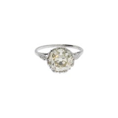 Art Deco Diamond Platinum Solitaire Ring