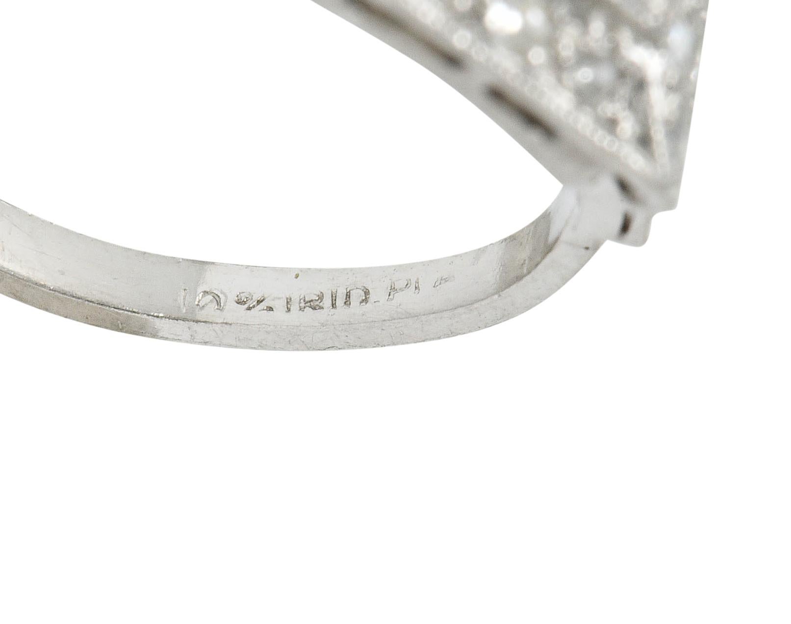 Art Deco Diamond Platinum Square Stepped Engagement Ring 3