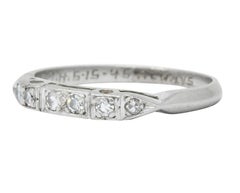 Art Deco Diamond Platinum Stackable Band Ring