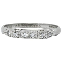 Art Deco Diamond Platinum Stackable Band Ring